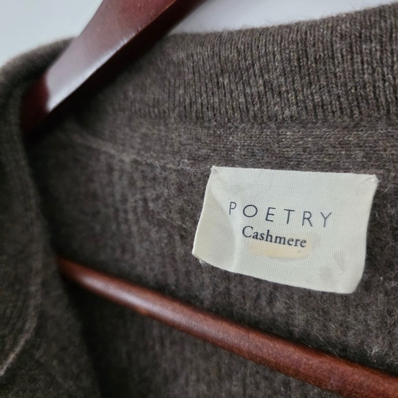 Poetry 100% Cashmere Button Front Cardigan Brown Size US 6 - Picture 2 of 9